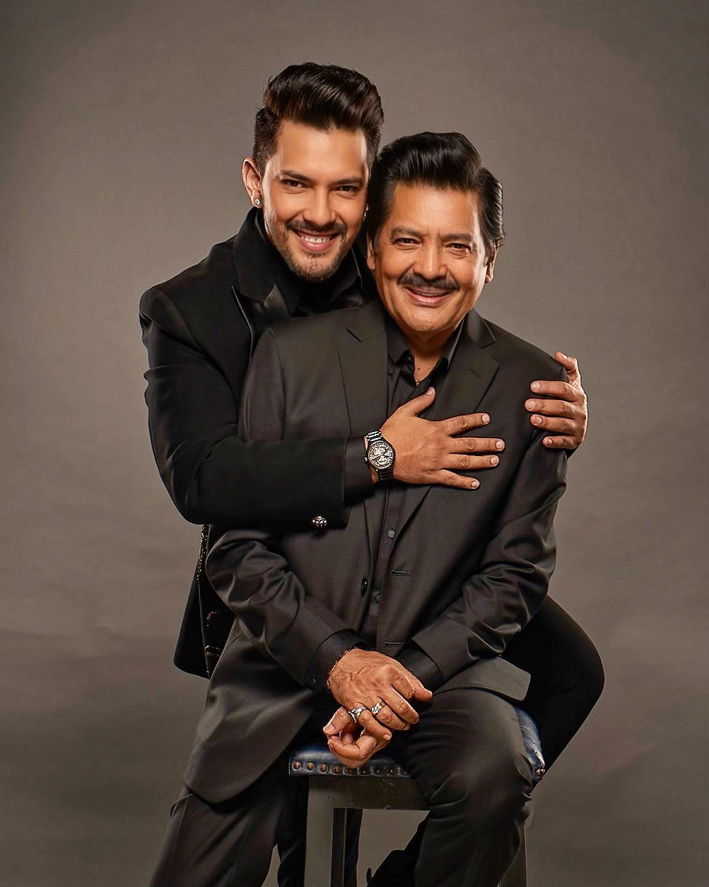 Aditya Narayan with his father..